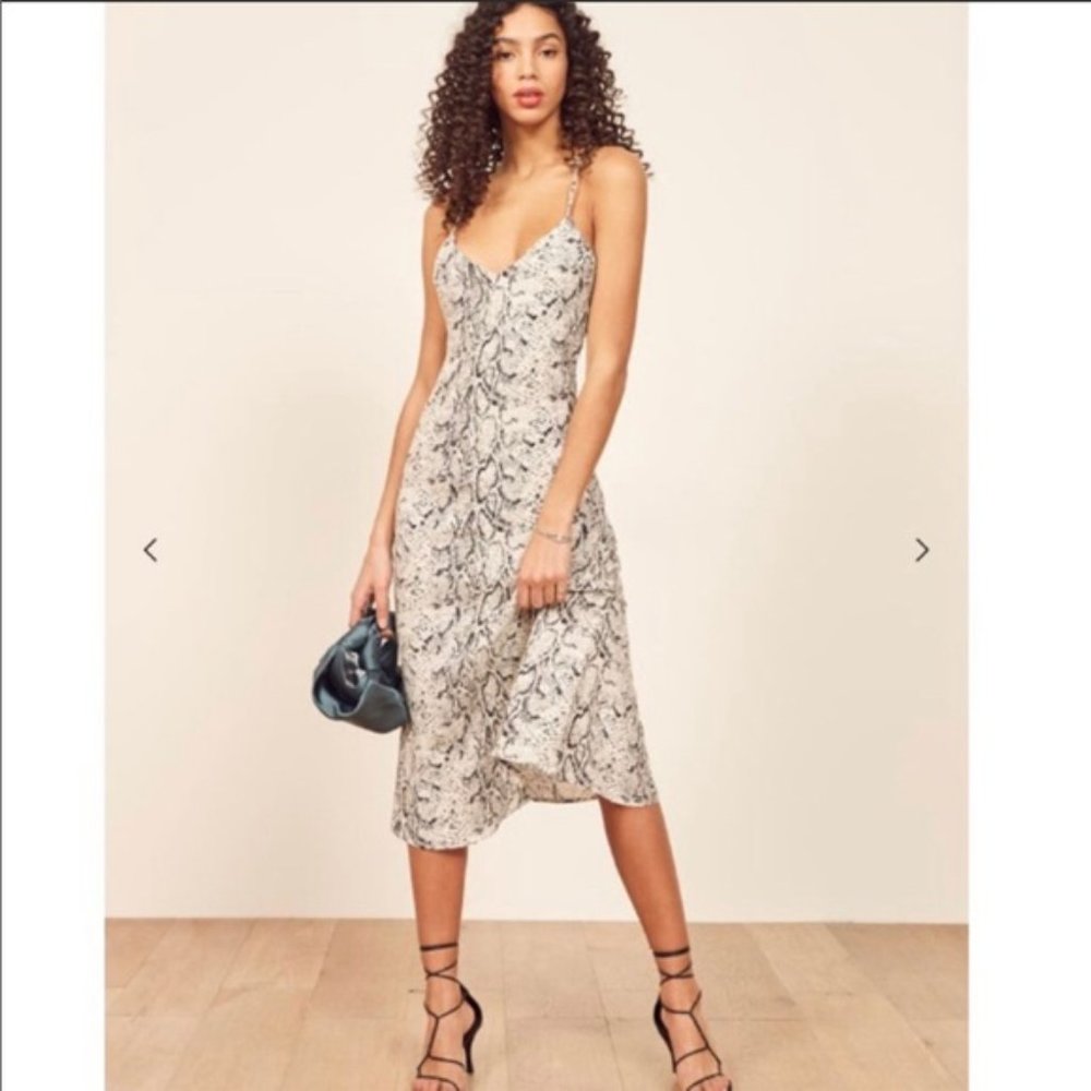 Kat Snakeskin Midi Dress in Rattlesnake from Reformation - NWT sold out online!